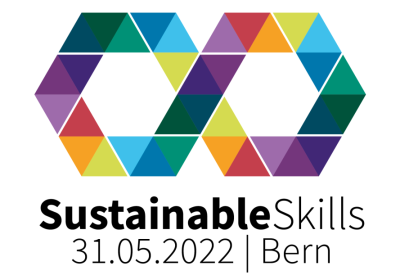 Das Bild zeigt das Visual der SustainableSkills 2022, der Text sagt "SustainableSkills. 31.05.2022, Bern"
